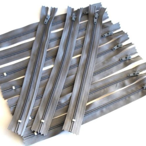 Lot de 10 fermetures éclair 20cm grise