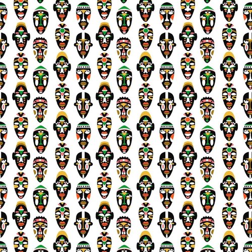 Tissu coton masques africains tribu 50x75cm