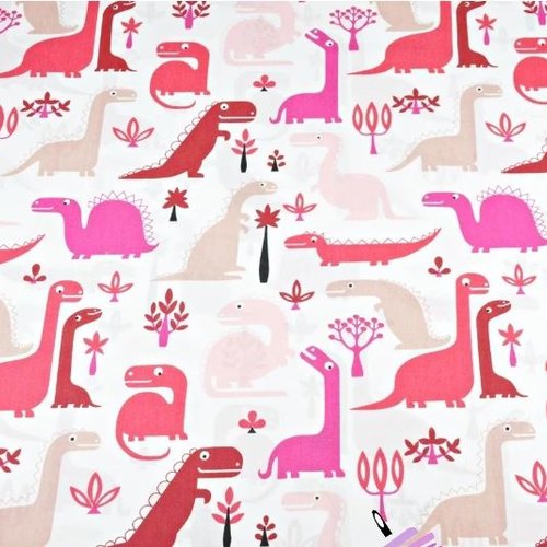 Tissu fille dinosaures 50x80cm
