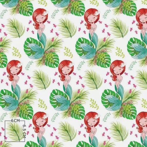 Tissu fille sirènes 50x80 cm