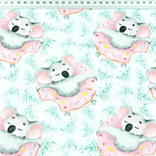 Tissu enfant koala donuts 50x80 cm