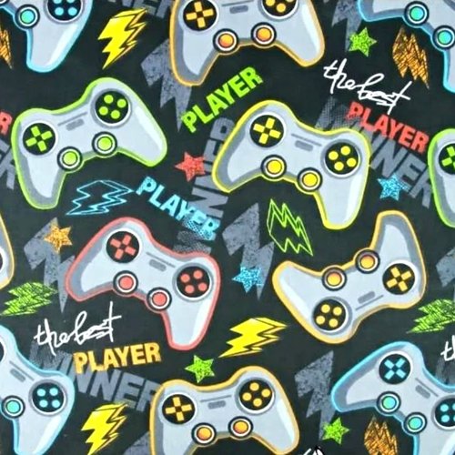 Tissu coton gamer manettes 50x80cm