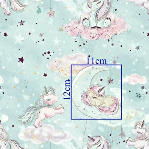 Tissu coton enfant licornes 50x80 cm