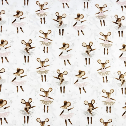 Tissu coton souris danseuses ballerine 50x80 cm