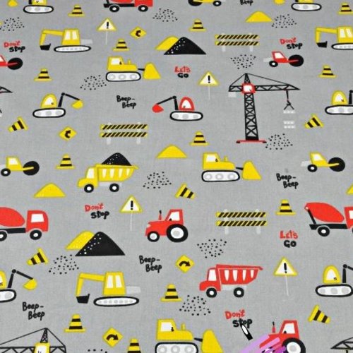 Tissu garçon chantier 50x80 cm