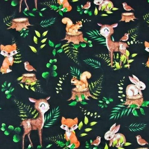 Tissu enfant animaux de la forêt 50x80cm