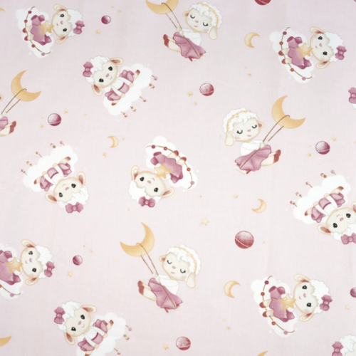 Tissu enfant moutons sur la lune 50x80cm