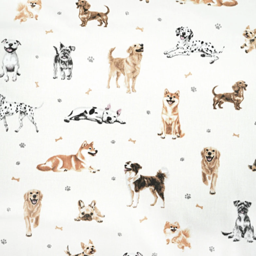Tissu coton chiens 50x80 cm