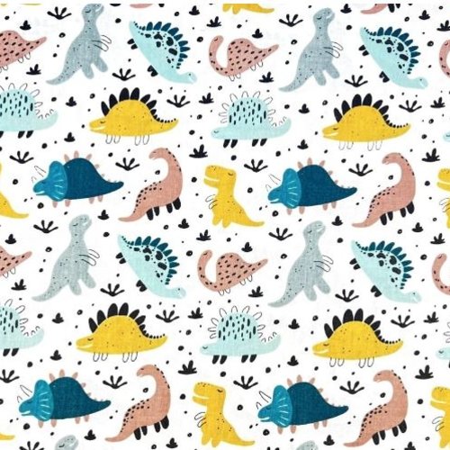 Tissu dinosaures multicolores 50x80cm