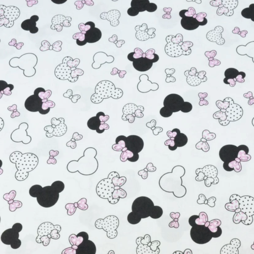 Tissu enfant  minnie rose et blanc 50x80cm