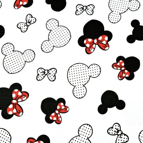 Tissu enfant  minnie rouge et blanc 50x80cm