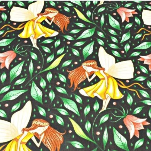 Coupon tissu fées 50x80 cm