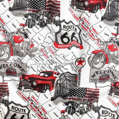 Tissu homme route 66  50x80 cm