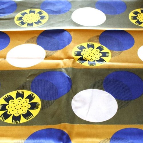 Tissu wax ocre et bleu 50x55 cm