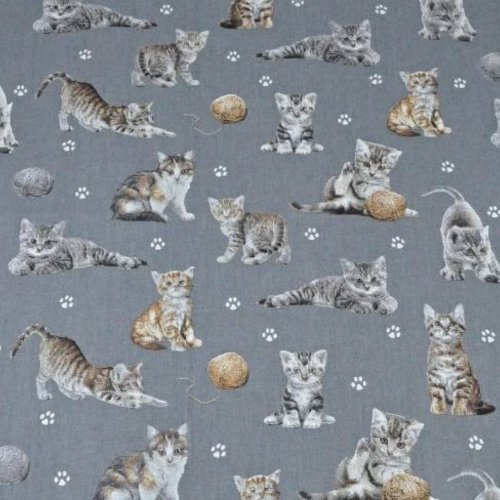 Tissu enfant chat gris foncé 50x80 cm