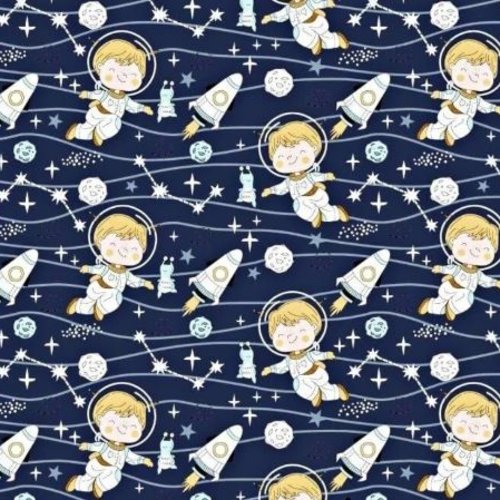 Tissu enfant  cosmonaute 50x80 cm