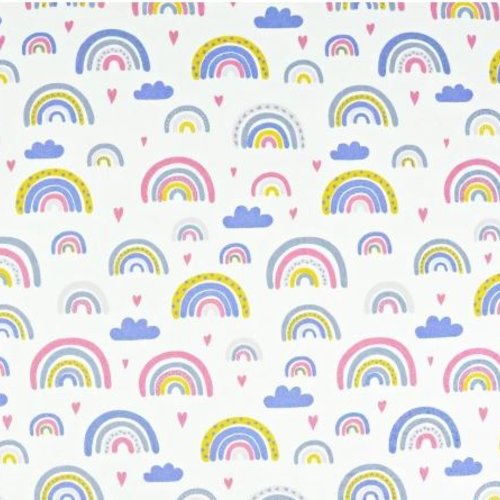 Tissu arc en ciel  rose et mauve fille 50x80cm