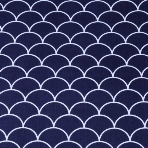 Tissu éventails marine et blanc 50x70 cm