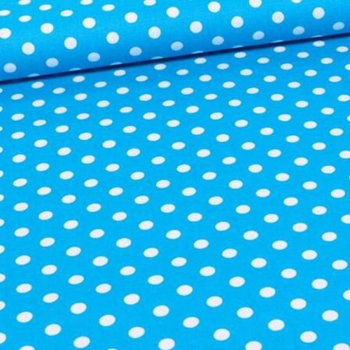 Tissu coton pois turquoise et blanc 50x73 cm