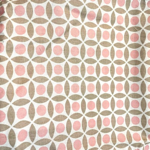 Tissu graphique rose et beige 50x77 cm