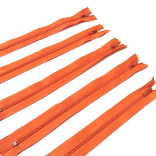 Lot de 5 fermetures éclair 20cm orange