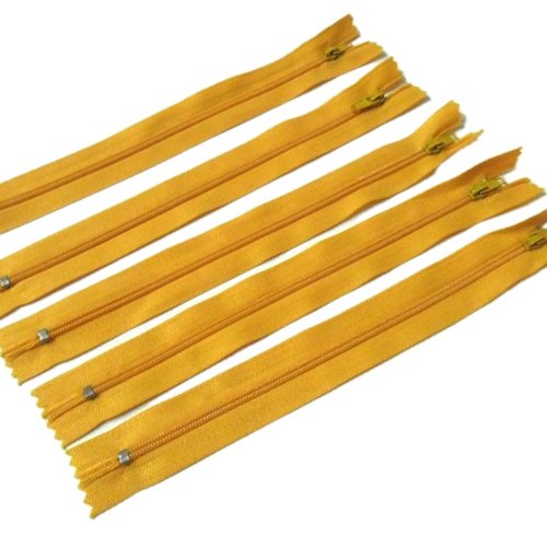 Lot de 5 fermetures éclair 20cm jaune