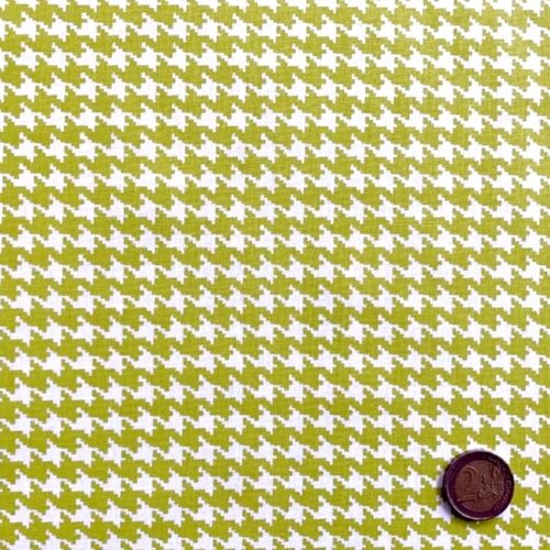 Tissu coton pied de poule vert et blanc 50x70 cm