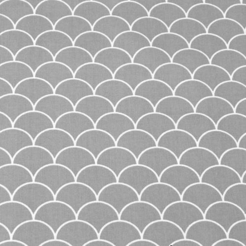 Tissu coton éventails gris clair et blanc 50x80 cm