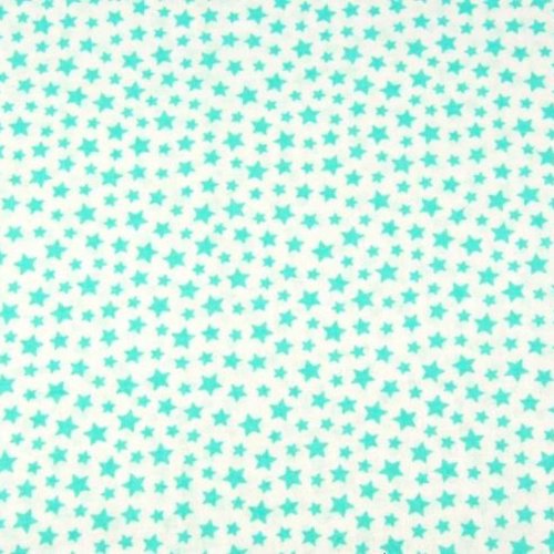 Tissu étoiles mini blanc et menthe 50x80 cm