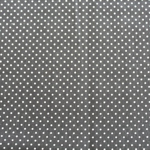 Tissu coton  pois 2mm gris et blanc 50x74 cm