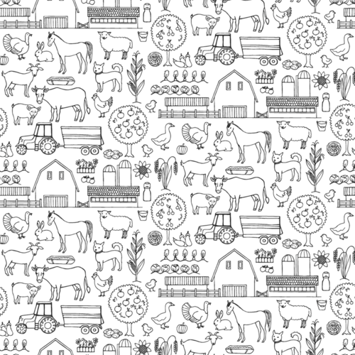 Tissu à colorier animaux de la ferme 50x75 cm