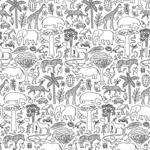 Tissu à colorier safari 50x75 cm
