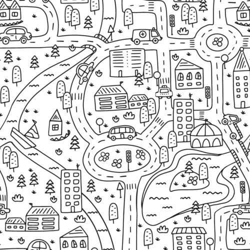 Tissu à colorier villes 50x75 cm