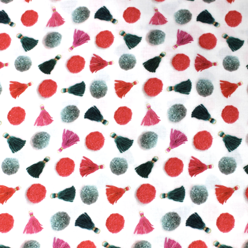 Tissu pompons 50x55 cm