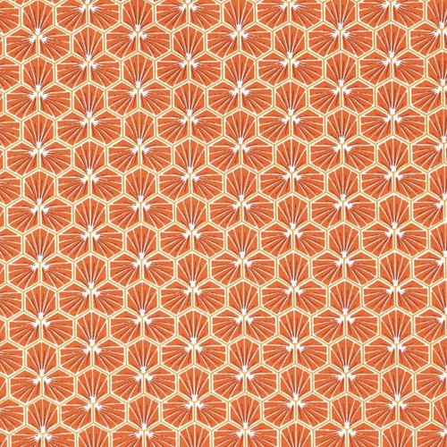 Tissu graphique orange et doré 50x80cm