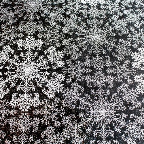 Tissu enduit noir et paillettes 50x75 cm