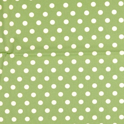 Tissu enduit à pois vert et blanc 50x77cm