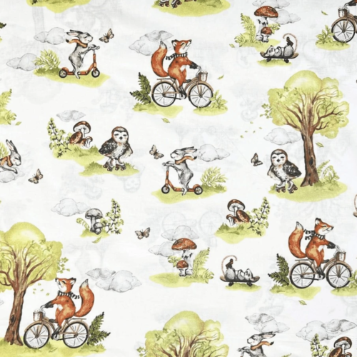 Tissu animaux sur vélo 80x50cm