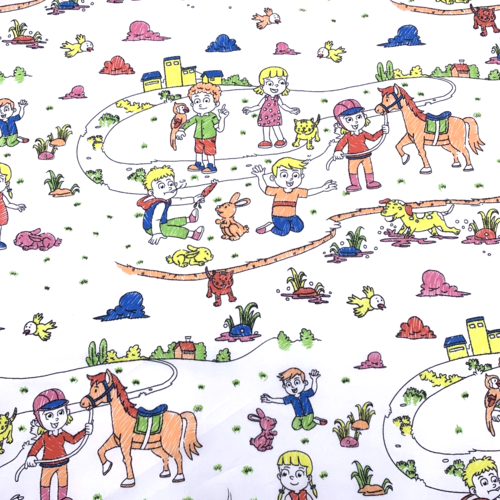 Tissu coton avec dessins enfant  50x72 cm