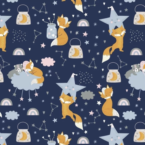 Tissu coton petits renards 50x80cm