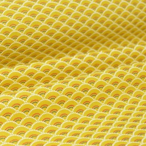 Tissu coton éventails jaune 45x76 cm