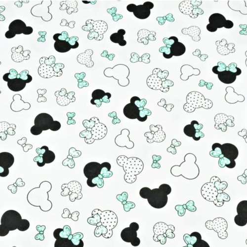 Tissu minnie minnie menthe et blanc 50x80cm