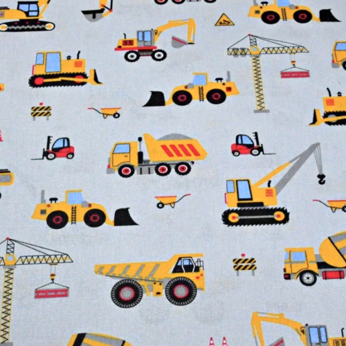 Tissu garçon chantier gris et jaune 50x80cm