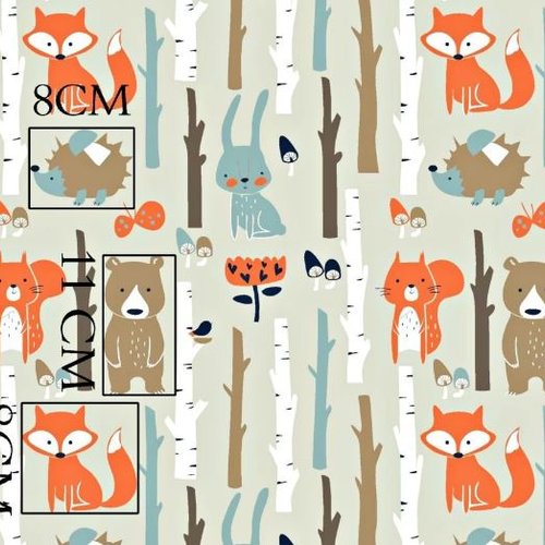 Tissu animaux de la forêt 50x80cm