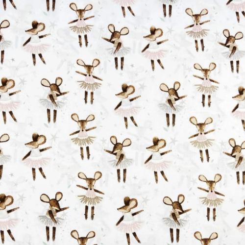 Tissu enfant petites souris danseuses 50x80 cm