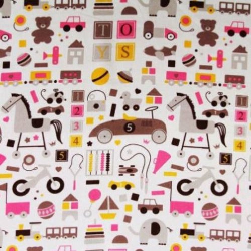 Tissu enfant jouets vintage 50x70 cm