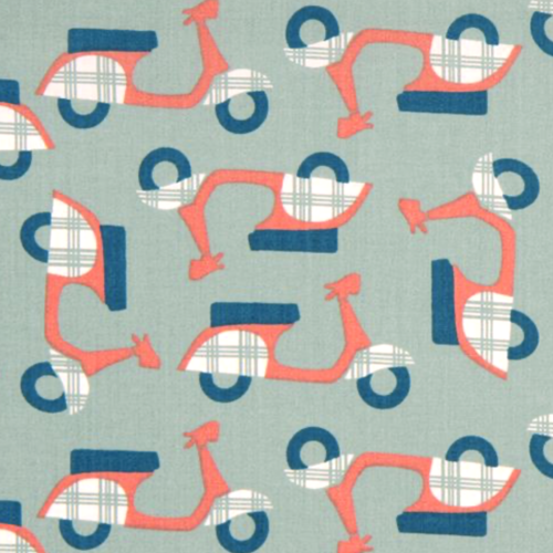 Tissu scooter rose et bleu 55x80 cm