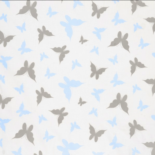 Tissu papillons bleu et gris 50x70 cm