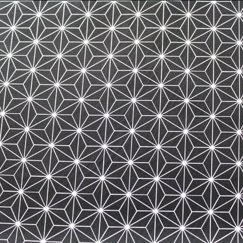 Tissu coton graphique noir et blanc 50x75 cm