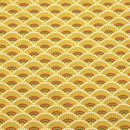 Tissu coton éventails jaune 45x76 cm